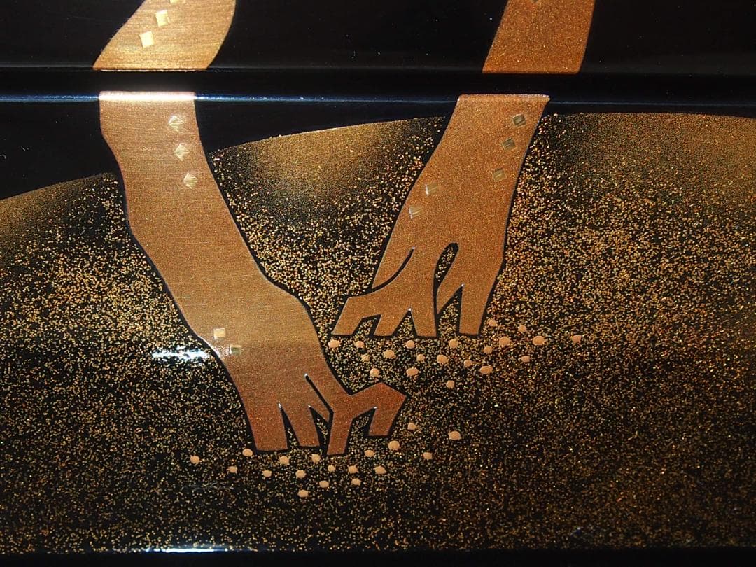 【未使用】輪島塗 松島蒔絵 三段重箱 重台付き 老松/山水 お重/弁当箱 漆器