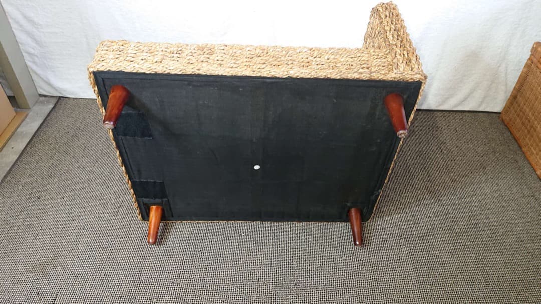 籐製　꧁籐家具꧂　大型ソファー　アジアン　　クッション付　アンティーク レトロ