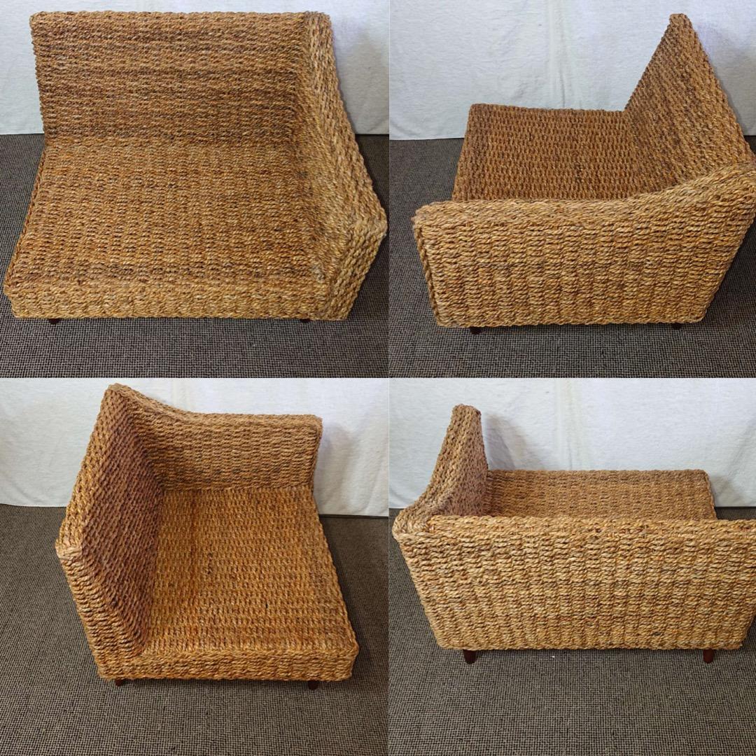 籐製　꧁籐家具꧂　大型ソファー　アジアン　　クッション付　アンティーク レトロ