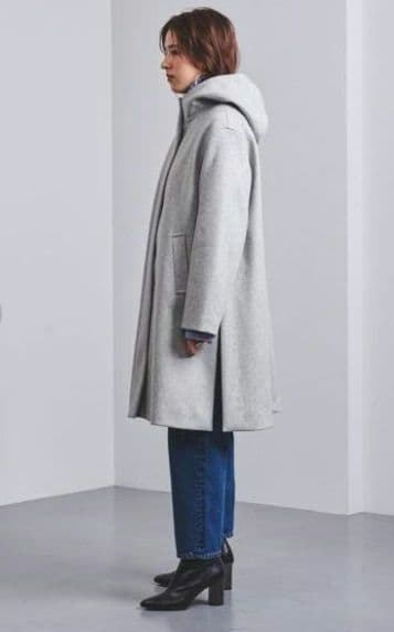 最終お値下げ！美品　ユナイテッドアローズ　フード付コート　グレー　40　Lサイズ