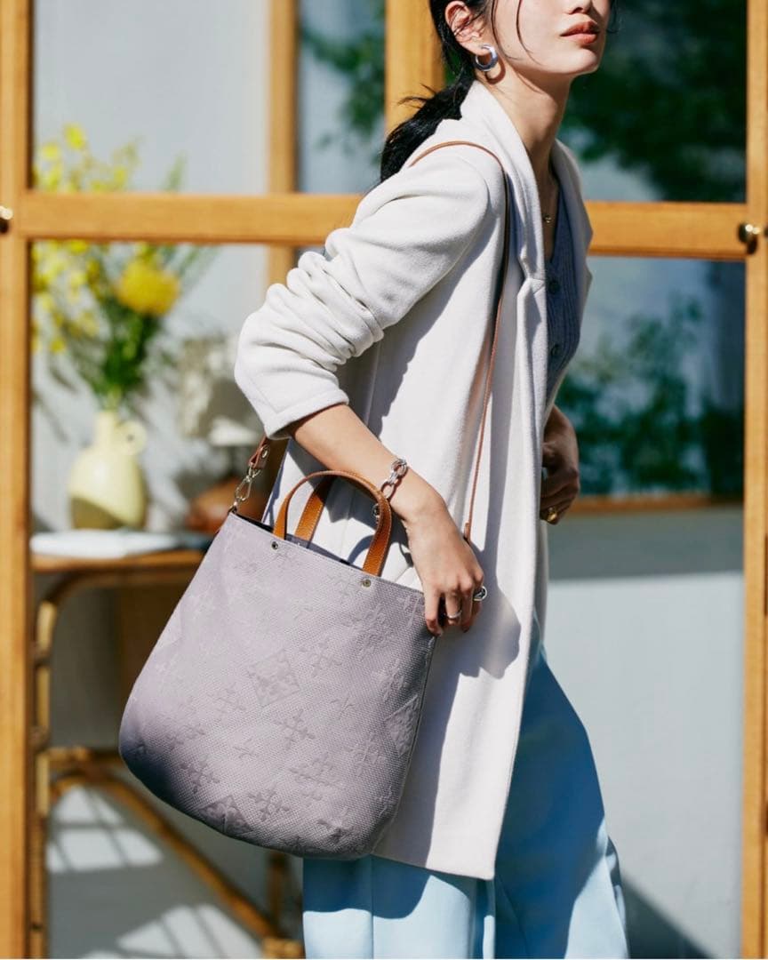 March【美品】ラシット 刺し子ジャガード 2WAYショルダーバッグ