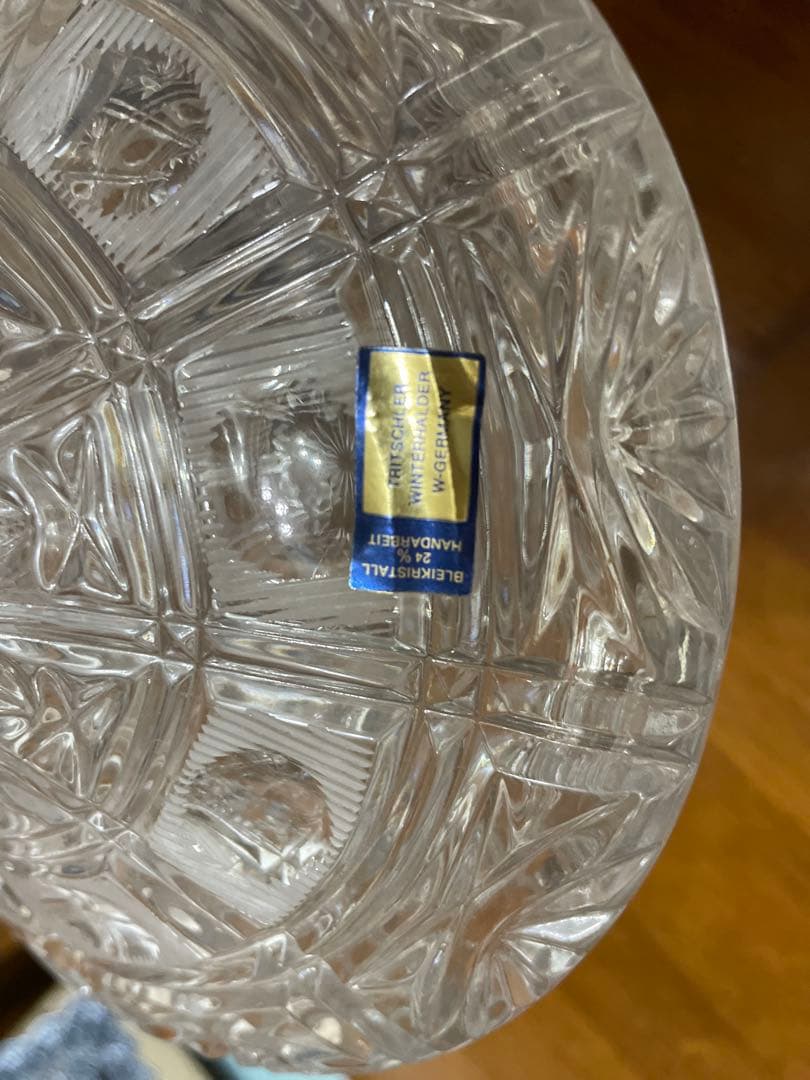 クリスタルカットガラス　キャニスター　脚付き　西ドイツ製　たのめる便利用