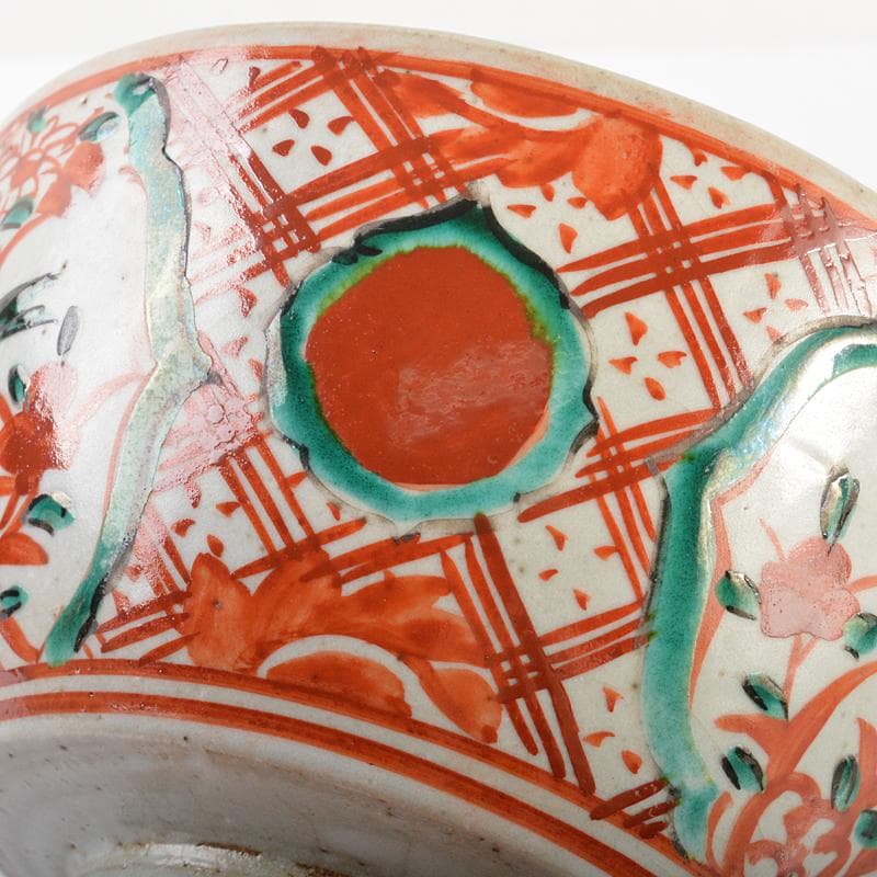 九谷焼　古九谷　大日本永楽　永楽善五郎造　赤絵　茶碗　又妙斎極め箱　MR6557