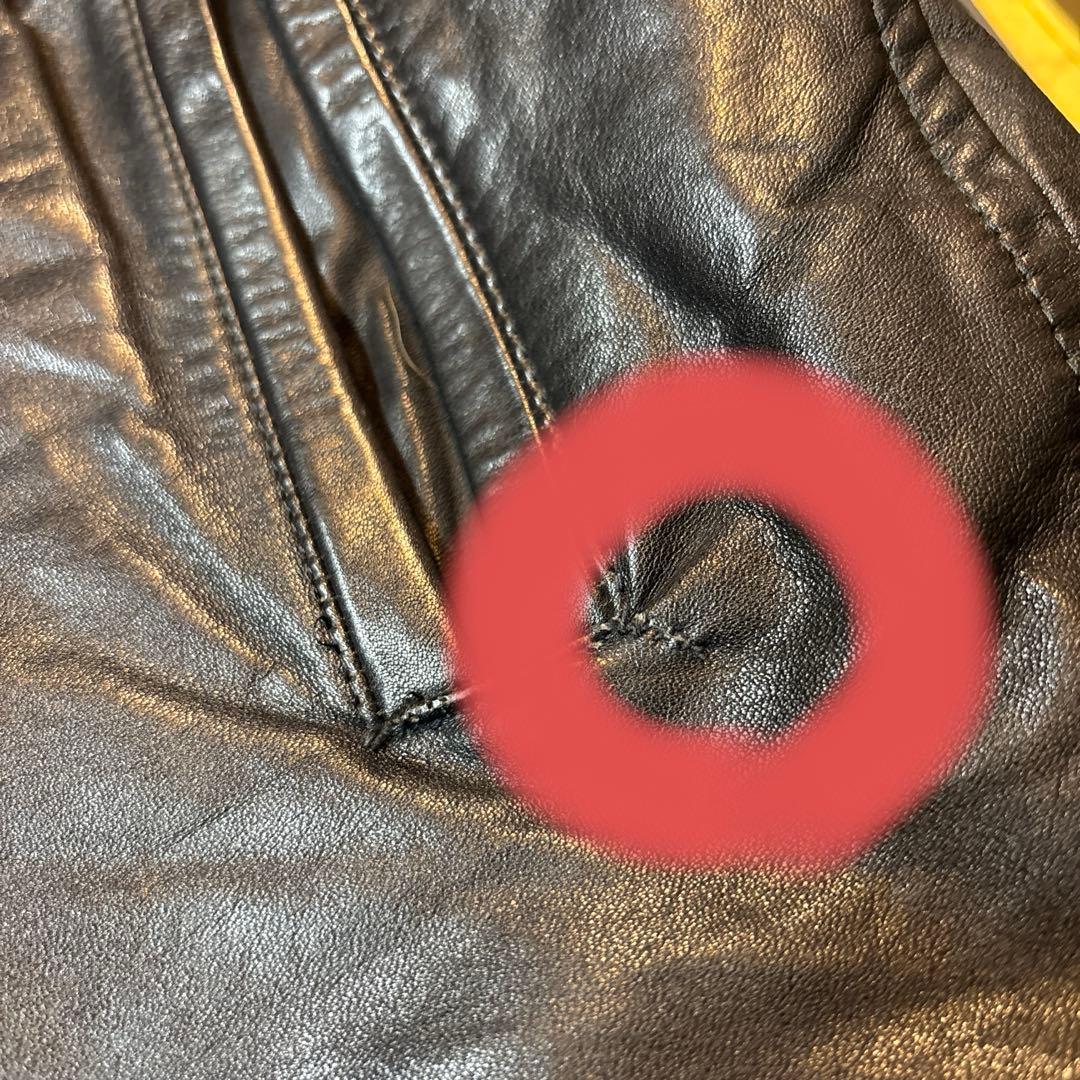 SP古着　訳あり　シングルライダース　レザージャケット　ブラック　L ボア裏地.