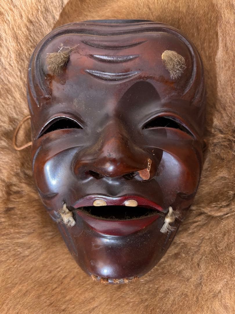 木製 能面 爺面　ビンテージ品　日本　伝統　骨董