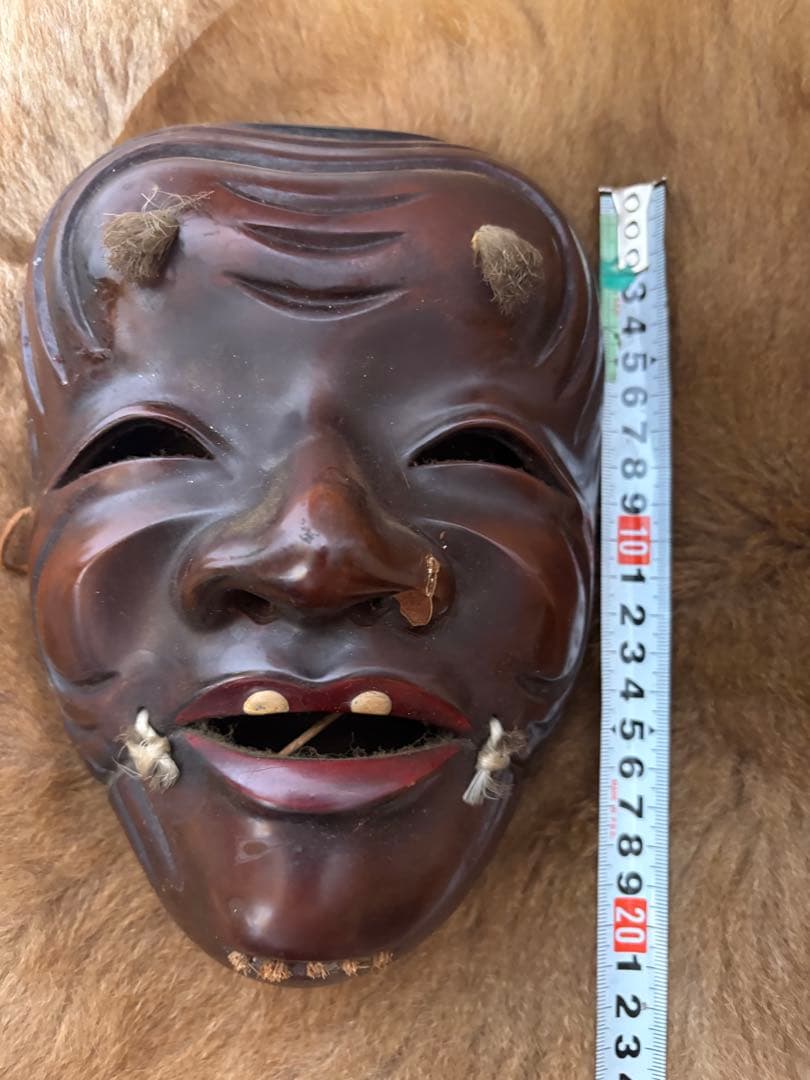 木製 能面 爺面　ビンテージ品　日本　伝統　骨董
