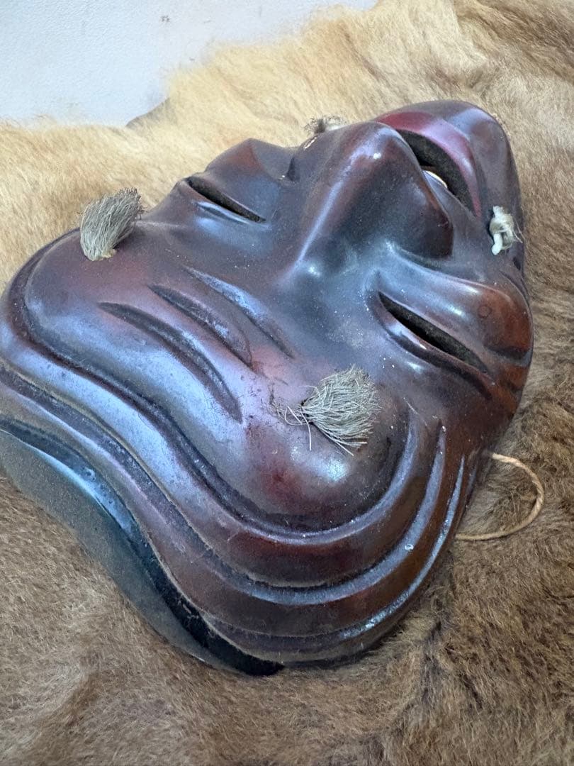 木製 能面 爺面　ビンテージ品　日本　伝統　骨董