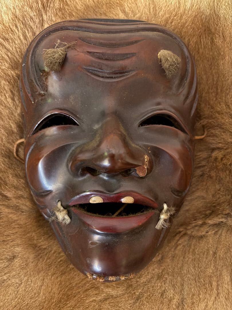 木製 能面 爺面　ビンテージ品　日本　伝統　骨董