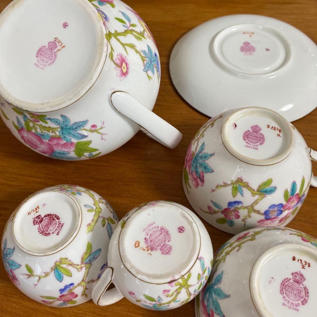 希少オールドミントン　カッコー　エナメルペイントの美しいティーセット　シノワズリ