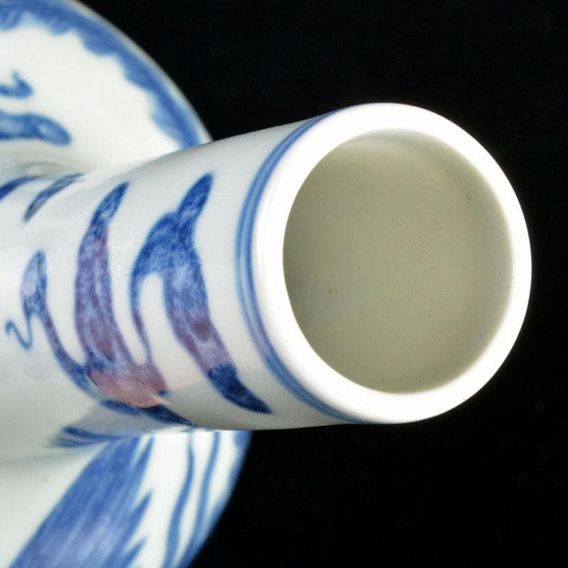 中国　大清雍正年製　青花　雲鳳凰文　長頸瓶　U　R4799