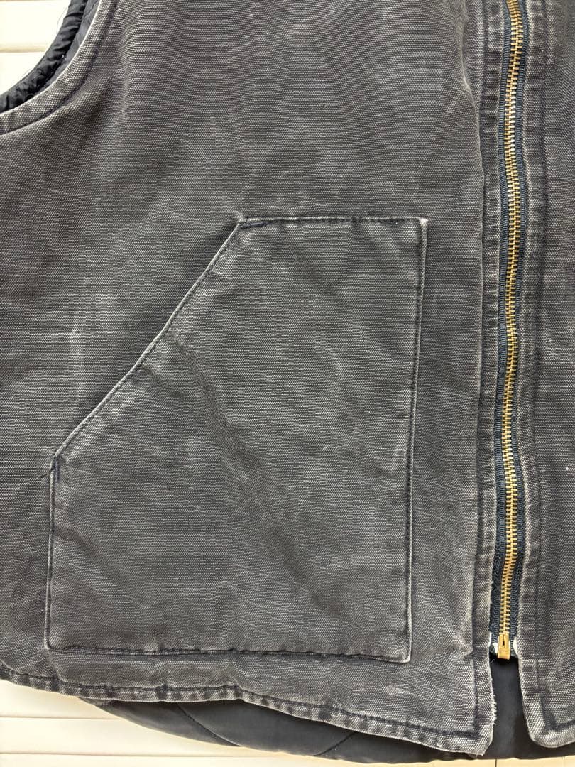 カーハート　carhartt ベスト ブラック　腰ゴム　ダック　フェード