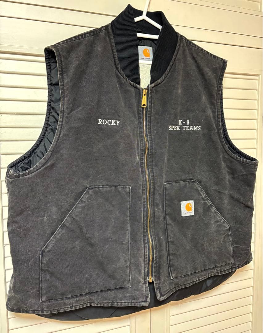 カーハート　carhartt ベスト ブラック　腰ゴム　ダック　フェード