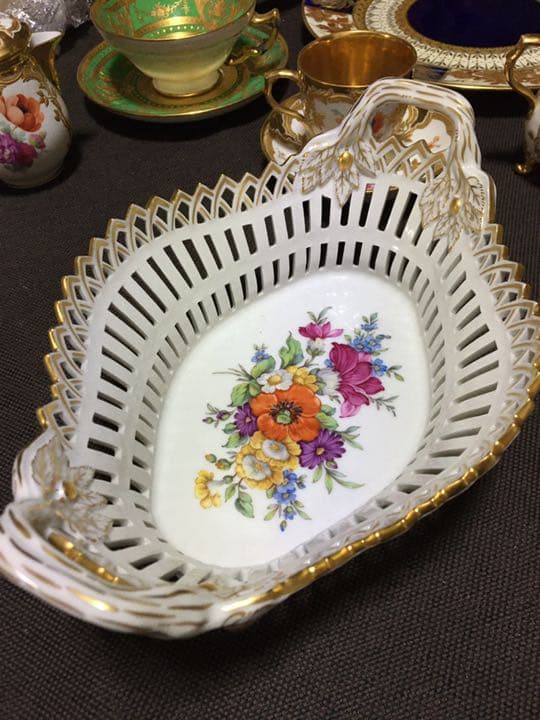 KPM パニエ　アンティーク　アフタヌーンティー　ハンドペイント