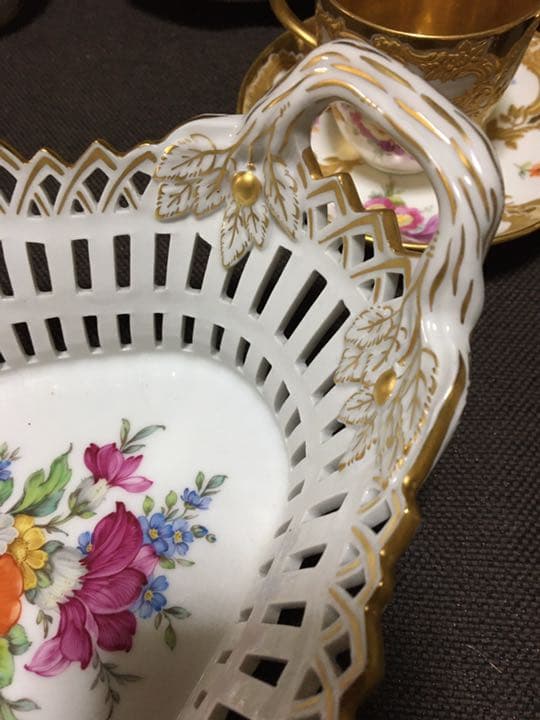 KPM パニエ　アンティーク　アフタヌーンティー　ハンドペイント