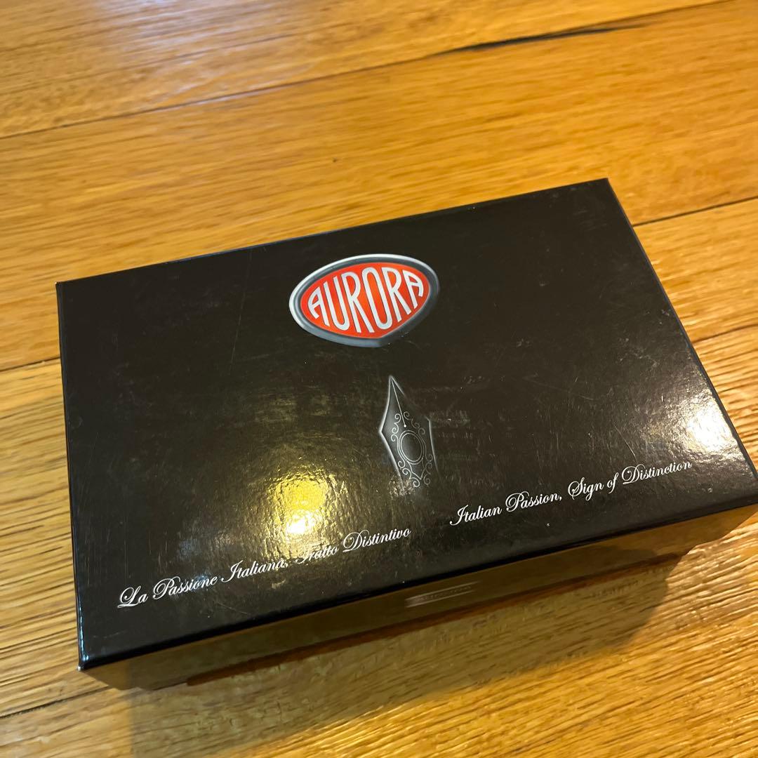 aurora アウロラ　オプティマ　青いマーブル模様 ボールペン