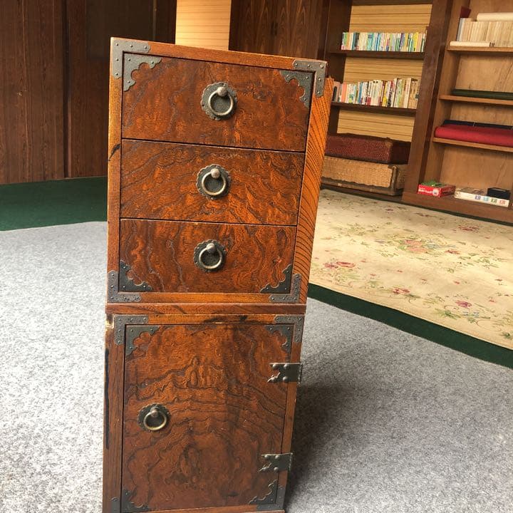 R★書道　机　ミニ箪笥　骨董　アンティーク①扉