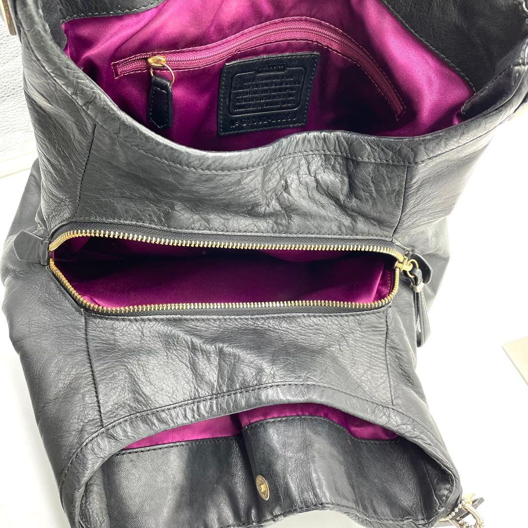 【極美品】コーチ　マディソン　ショルダーバッグ　キルティング　レザー　黒　A4可