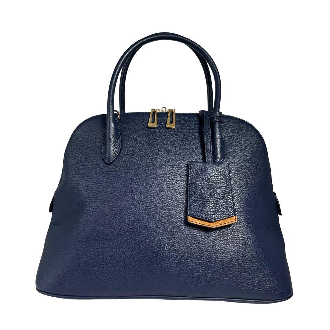 極美品　COCOCELUX GOLD 2WAYバッグ ネイビー 紺 レザー781