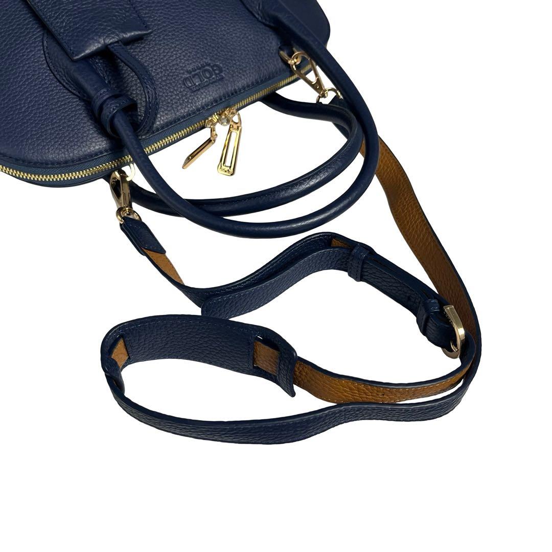 極美品　COCOCELUX GOLD 2WAYバッグ ネイビー 紺 レザー781