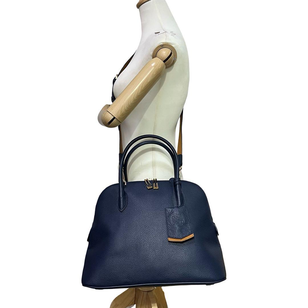 極美品　COCOCELUX GOLD 2WAYバッグ ネイビー 紺 レザー781