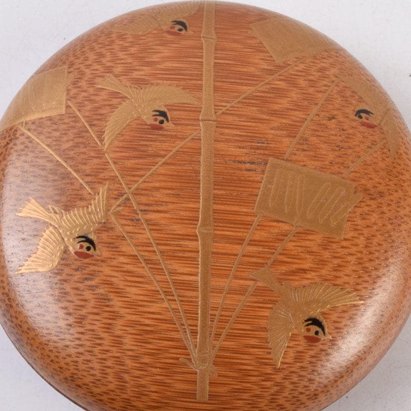 茶道具　鈴木光入作　鳴子蒔絵　竹香合　共箱　V　8531