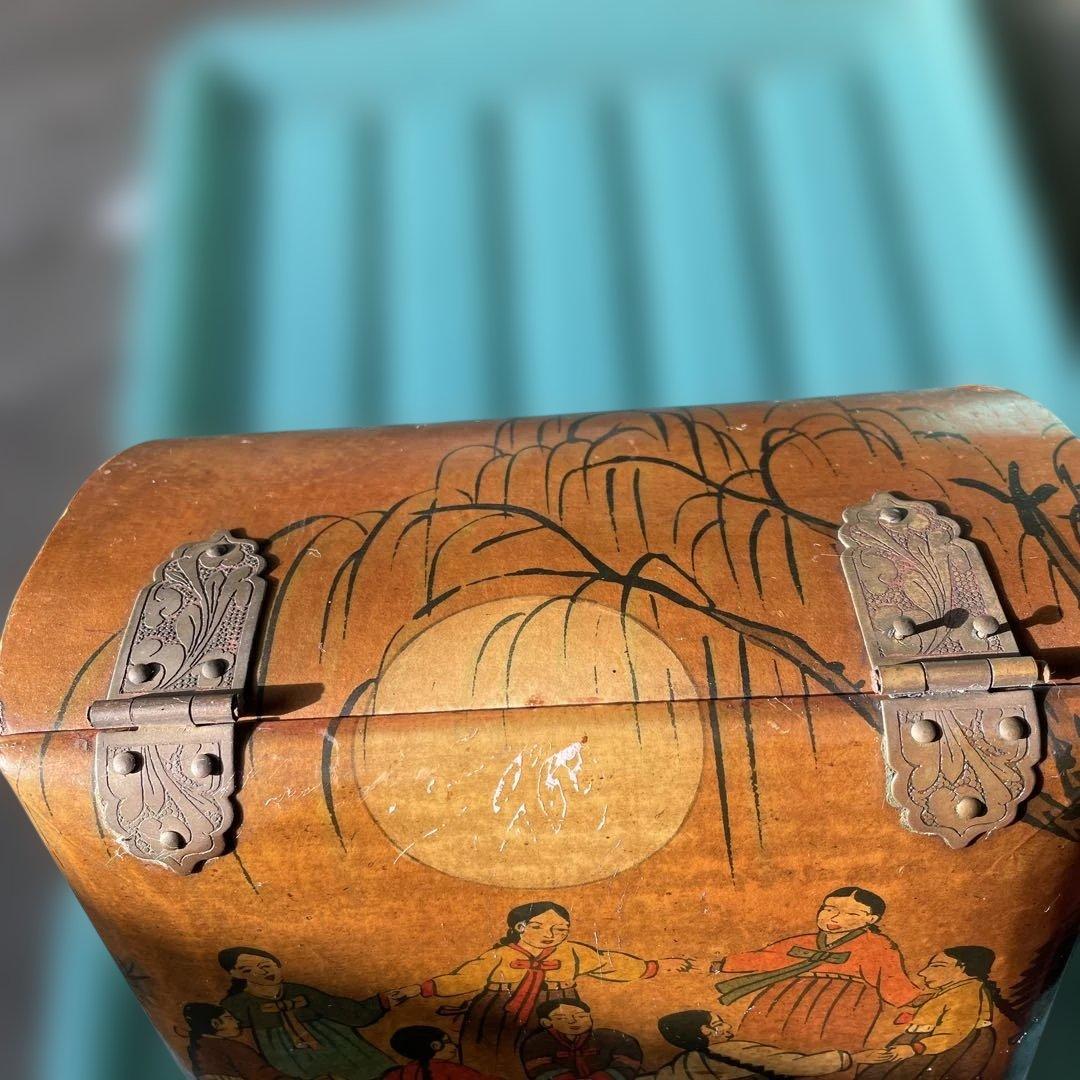 【極希少】韓国？家具 鏡付き 化粧箱　宝石箱 アンティーク　レトロ　骨董品。30