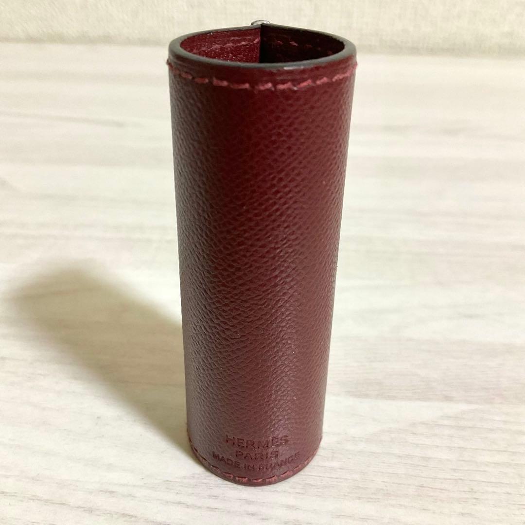 HERMES エルメス リップケース カバー 箱付き レザー ルージュH