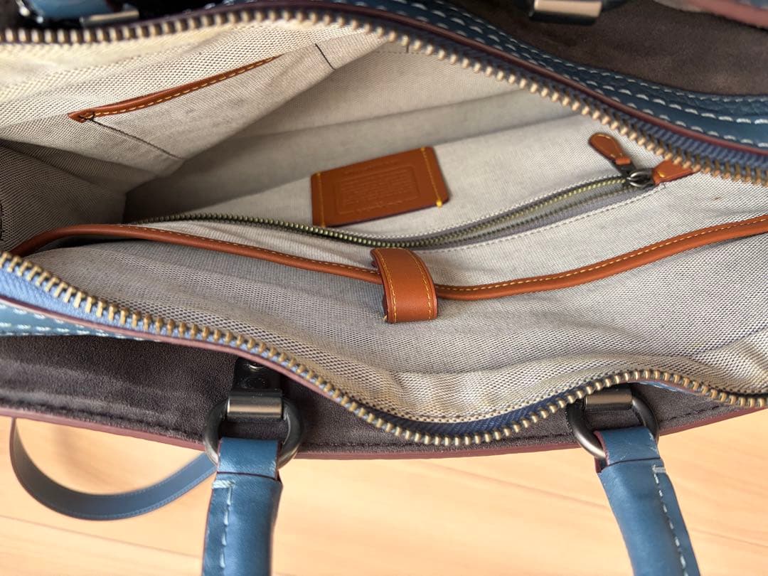 コーチ　11104 ローグブリーフ　グラブタンペブルレーザー　デニム(青系)