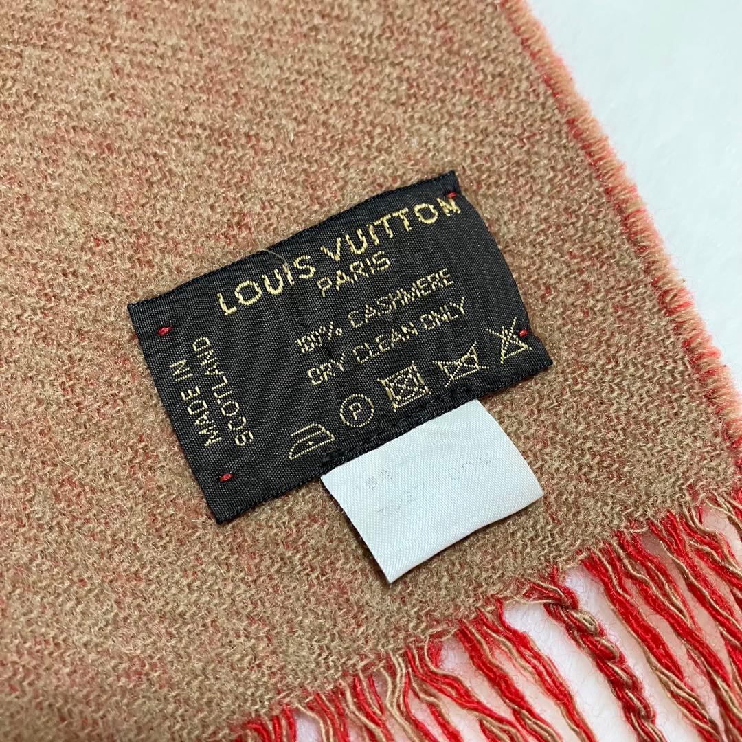 Louis Vuitton カシミヤ 100% マフラー ストール 赤 ベージュ
