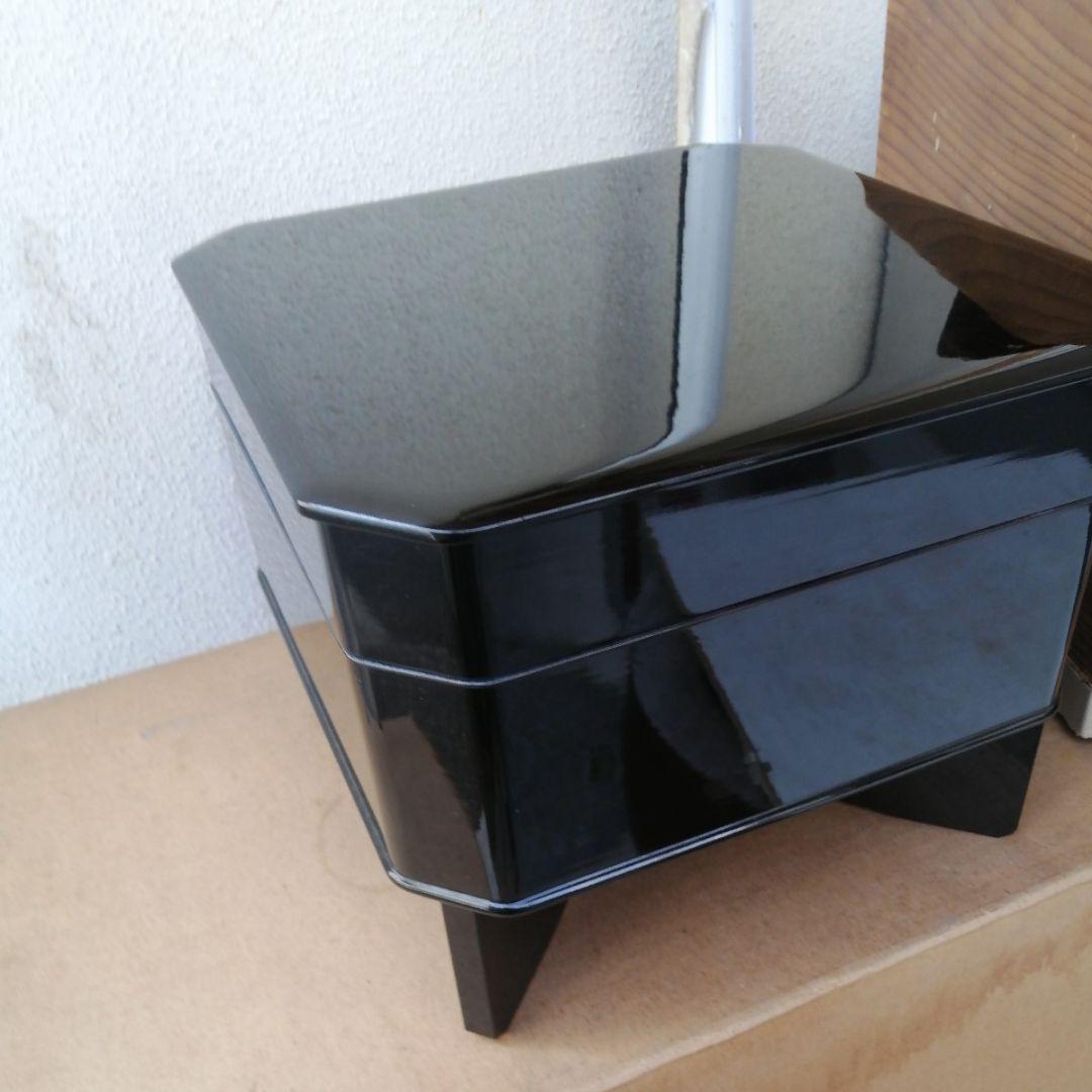 骨董　大縁高重箱　脚付　週か　蓋二枚　木製　漆器　漆　木箱