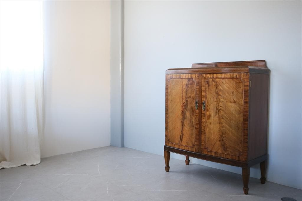 英国アンティーク木製ミュージックキャビネット/レコード収納/チェスト(91-15