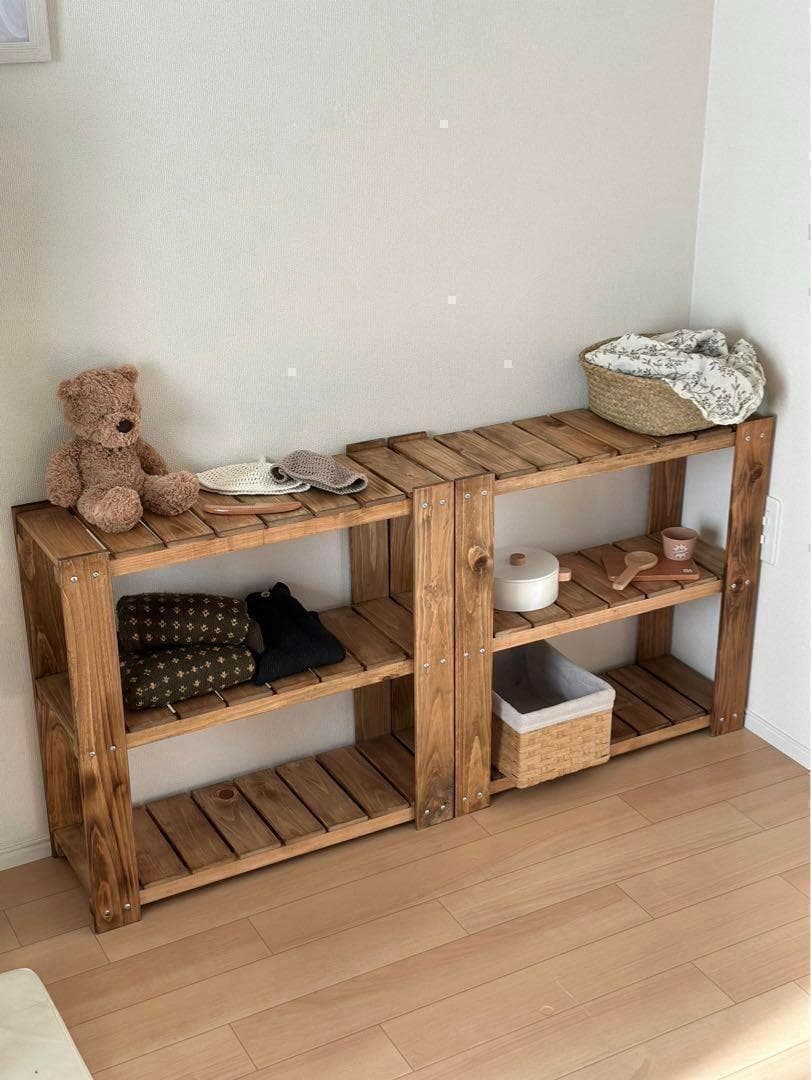 木製オープンシェルフ×2台セット 棚　収納　ナチュラル　ハンドメイド 515