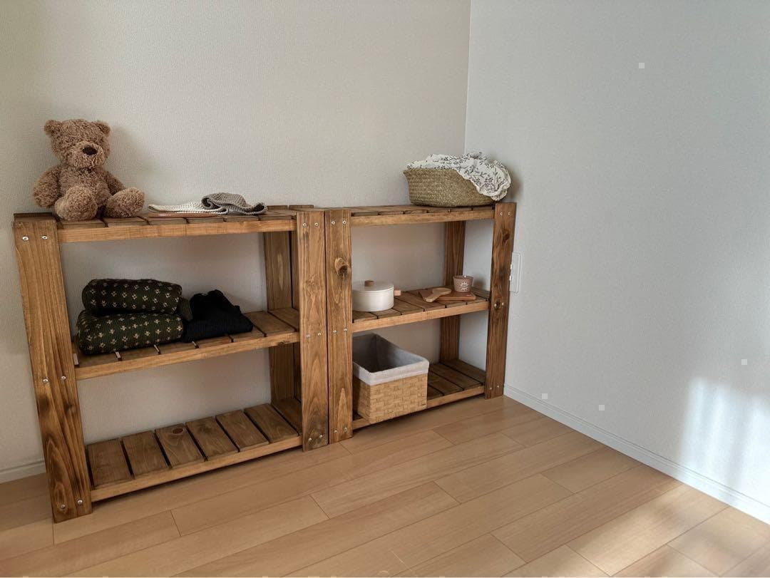 木製オープンシェルフ×2台セット 棚　収納　ナチュラル　ハンドメイド 515