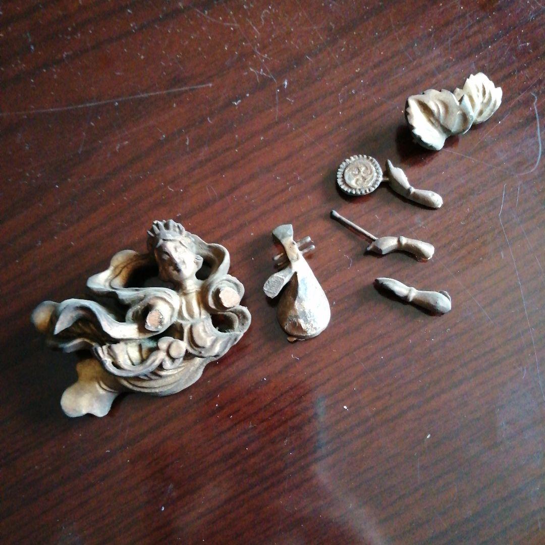 木製仏具　金色天女装飾　20cm　江戸後期～昭和初期