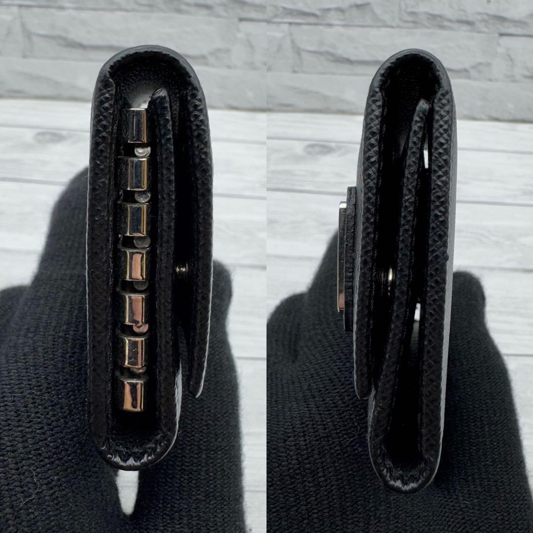 【美品】PRADA　キーケース　6連 三角ロゴ　 サフィアーノ ブラック