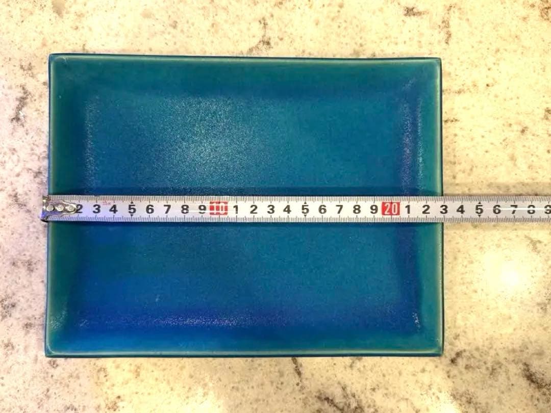 大嶺工房 やちむん ペルシャブルー 長方形プレート23✖️17.5cm 2枚セット