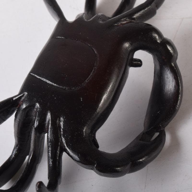 茶道具　唐銅風炉師　藤井宗喜作　砂張銅　蟹　蓋置　共箱　C　7516