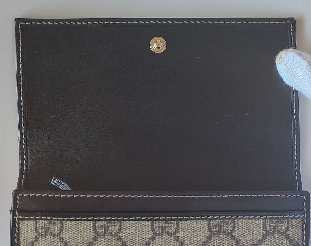 mon【未使用】GUCCI 二つ折り財布 GG柄 PVC ブラウン