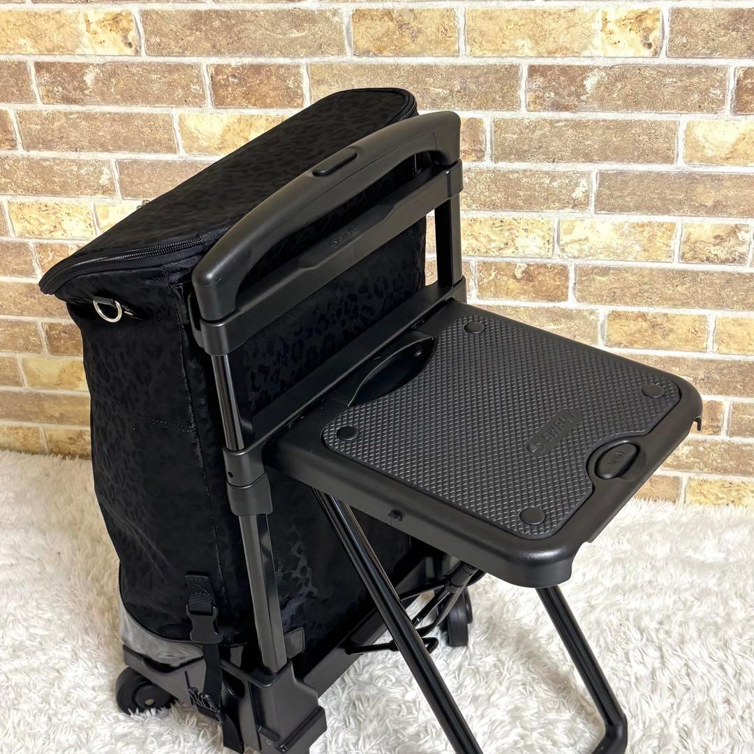 【未使用】 SWANY スワニー キャリーバッグ 4輪 レオパード 座面付き