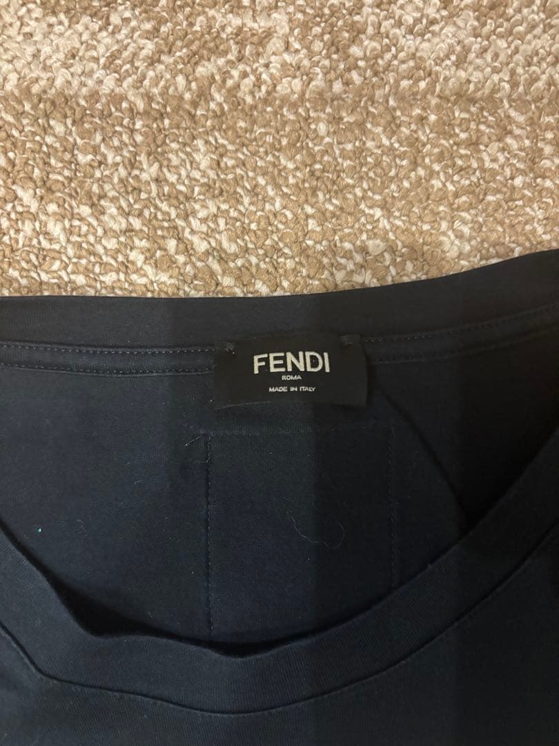 FENDI ストライプ Tシャツ XL 黒　メッシュ