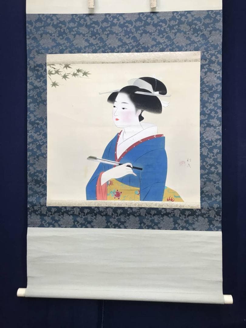 【真作】堤利彦/美人画/美人図/掛軸/名家伝来/AC-29