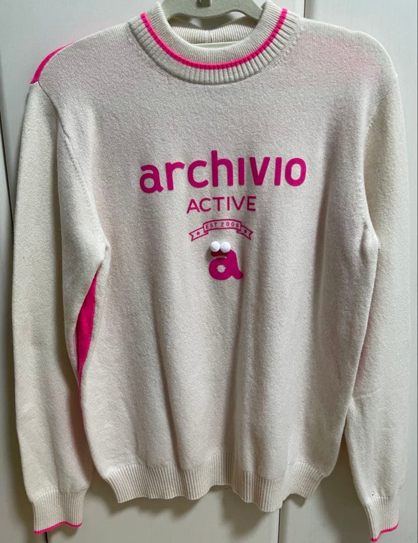 新品　archivio アクティブ セーター ホワイト/ピンク