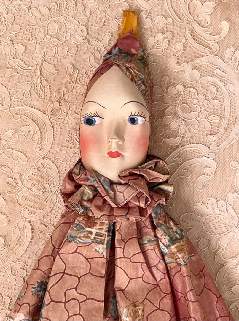 アンティーク/ヴィンテージブドワール ドール 布バッグ壁掛け装飾検）ビスクドール