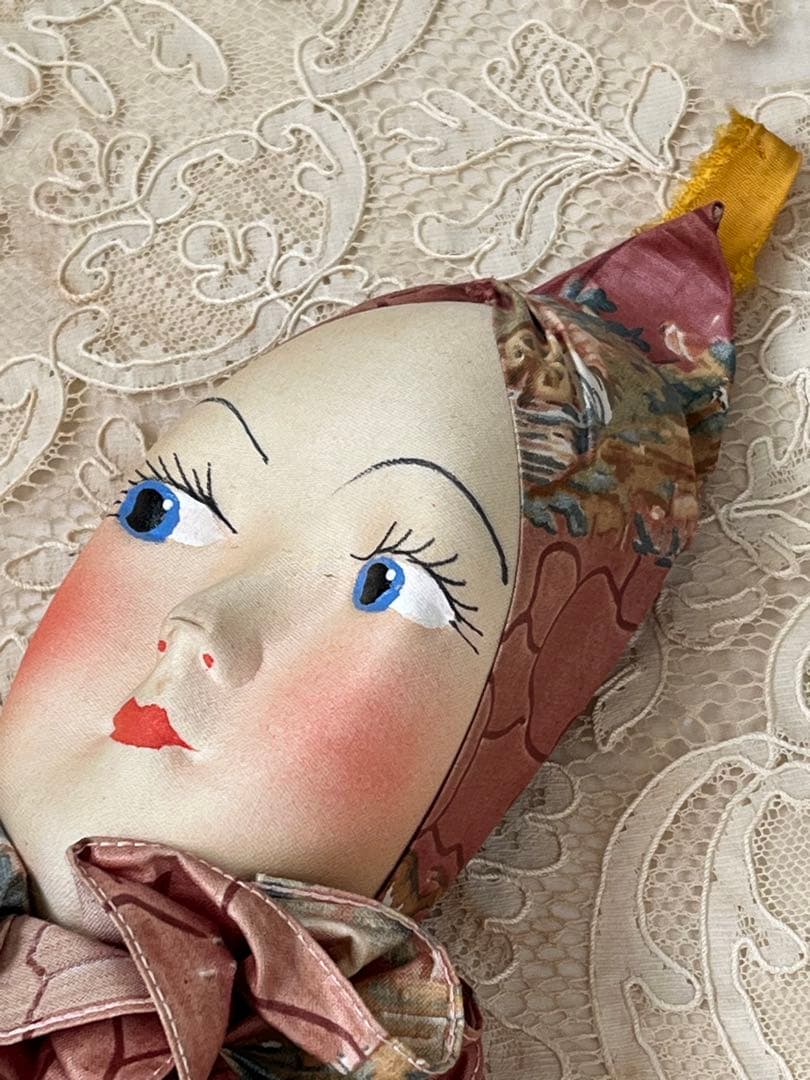 アンティーク/ヴィンテージブドワール ドール 布バッグ壁掛け装飾検）ビスクドール