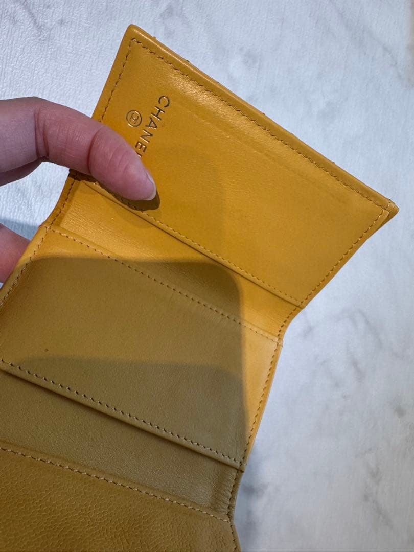 テ*ド様 CHANEL 三つ折り財布 イエロー キルティング