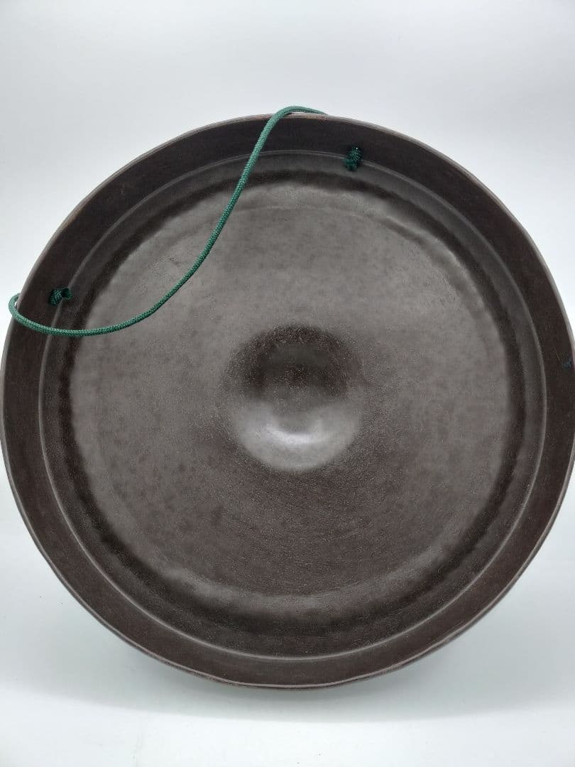 c763 銅鑼 大 バチ付 紙箱 茶道具 古物