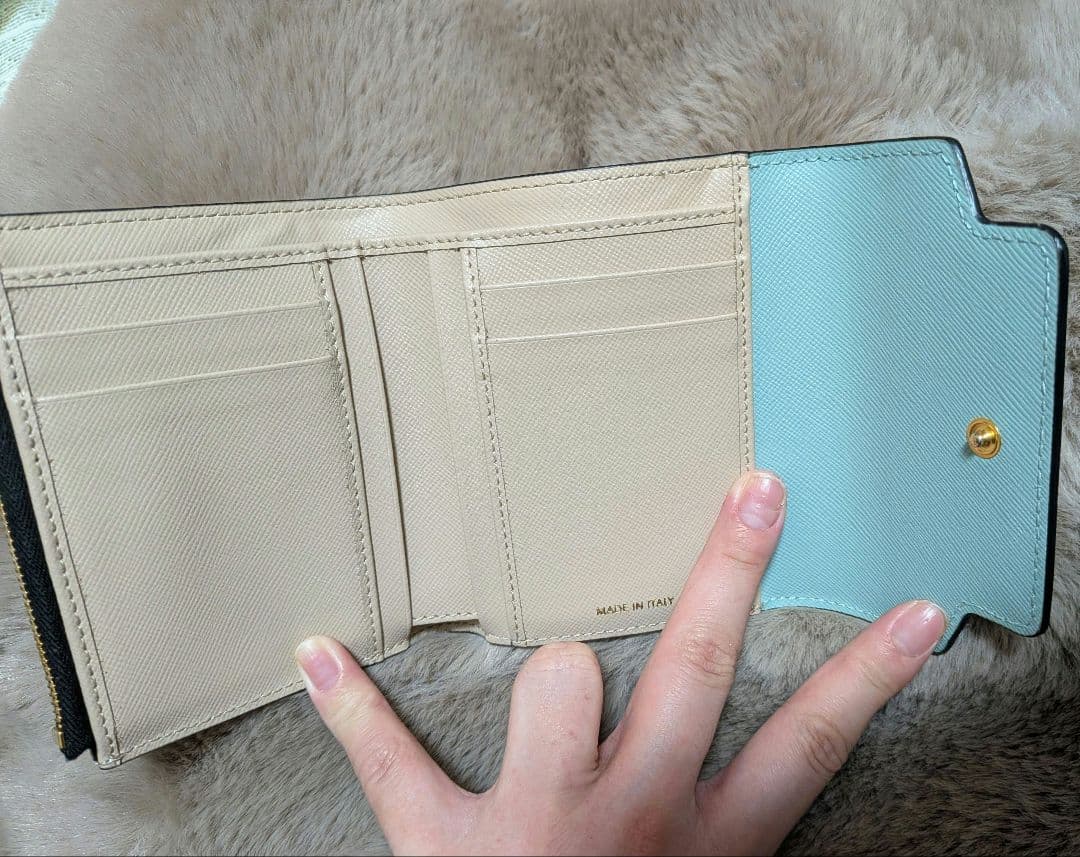 MARNI ライトグリーン、ホワイト、ブラウン サフィアーノレザー製ウォレット