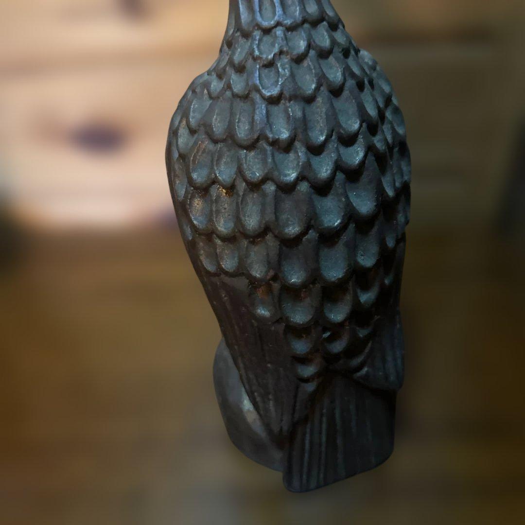 ヴィンテージ　木製 鳥の彫刻 ダークブラウン