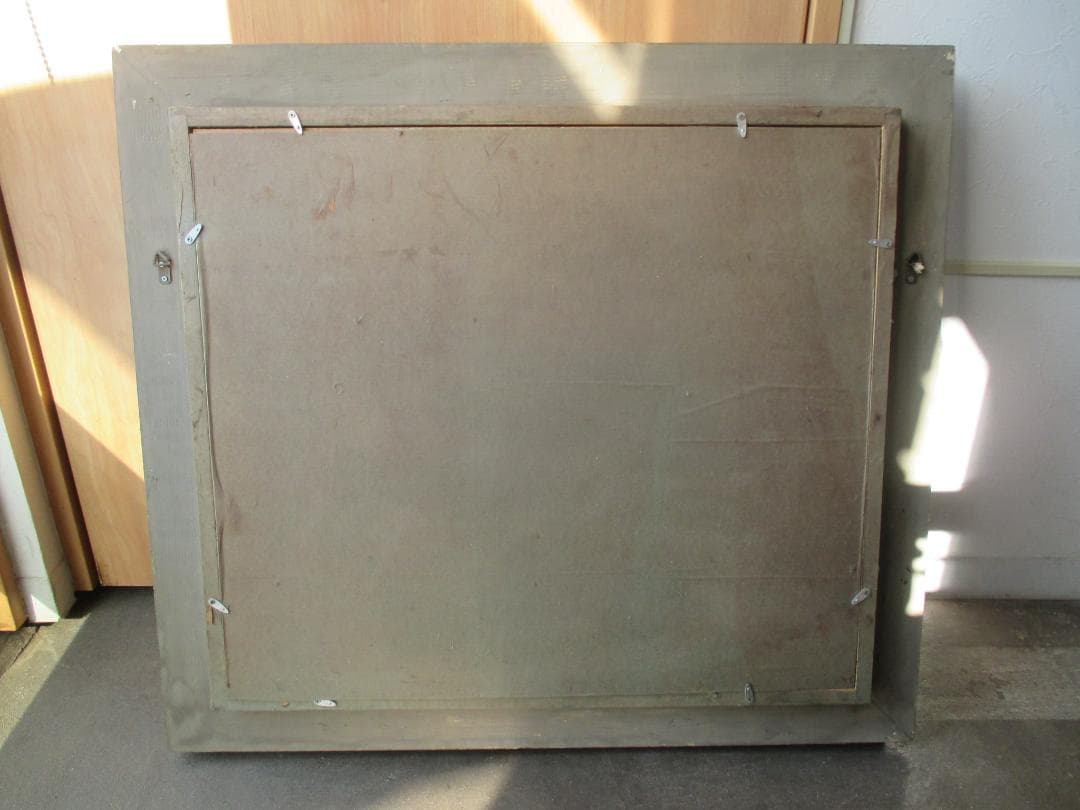 村山孝夫◎桃の花　春　信州◎茅葺屋根油彩原画ふるさとの風景