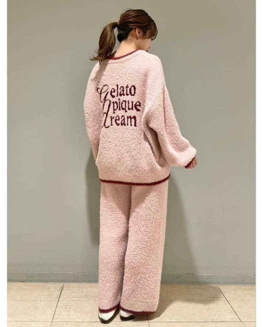 専用！未使用タグ＊ラメフェザーカーディガン&ロングパンツセット ピンク